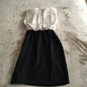 Catch Beige & Black Strapless Cocktail Dress